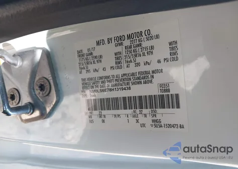 2017 Ford Transit Connect Xl z USA, uszkodzony, nr VIN NM0LS6E78H1319438